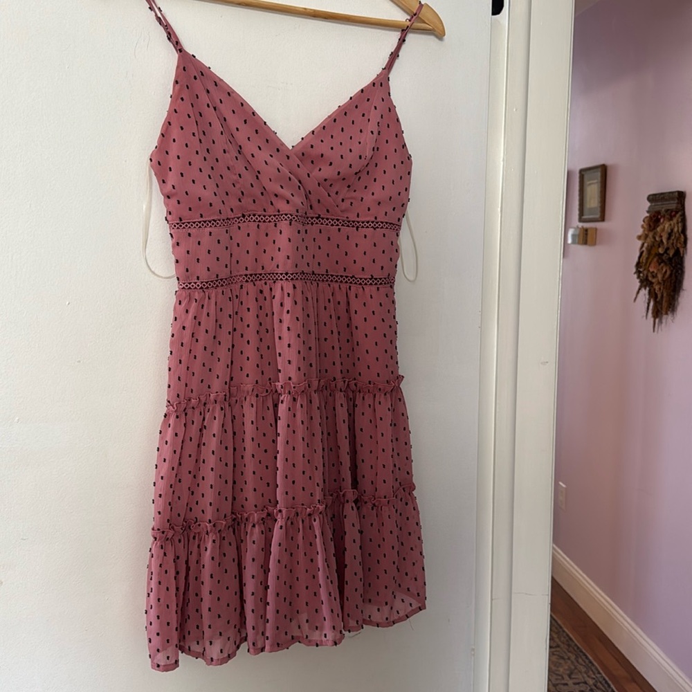 Pointelle polka dot pink dress